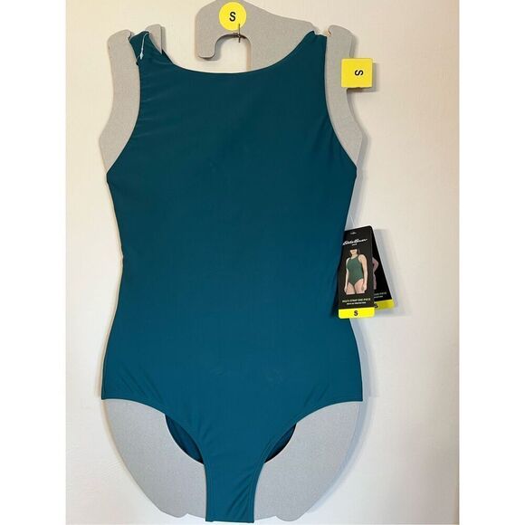 NWT Eddie Bauer One Piece Swimsuit Women’s Small Bathing Suit Green High Neck - Picture 10 of 15